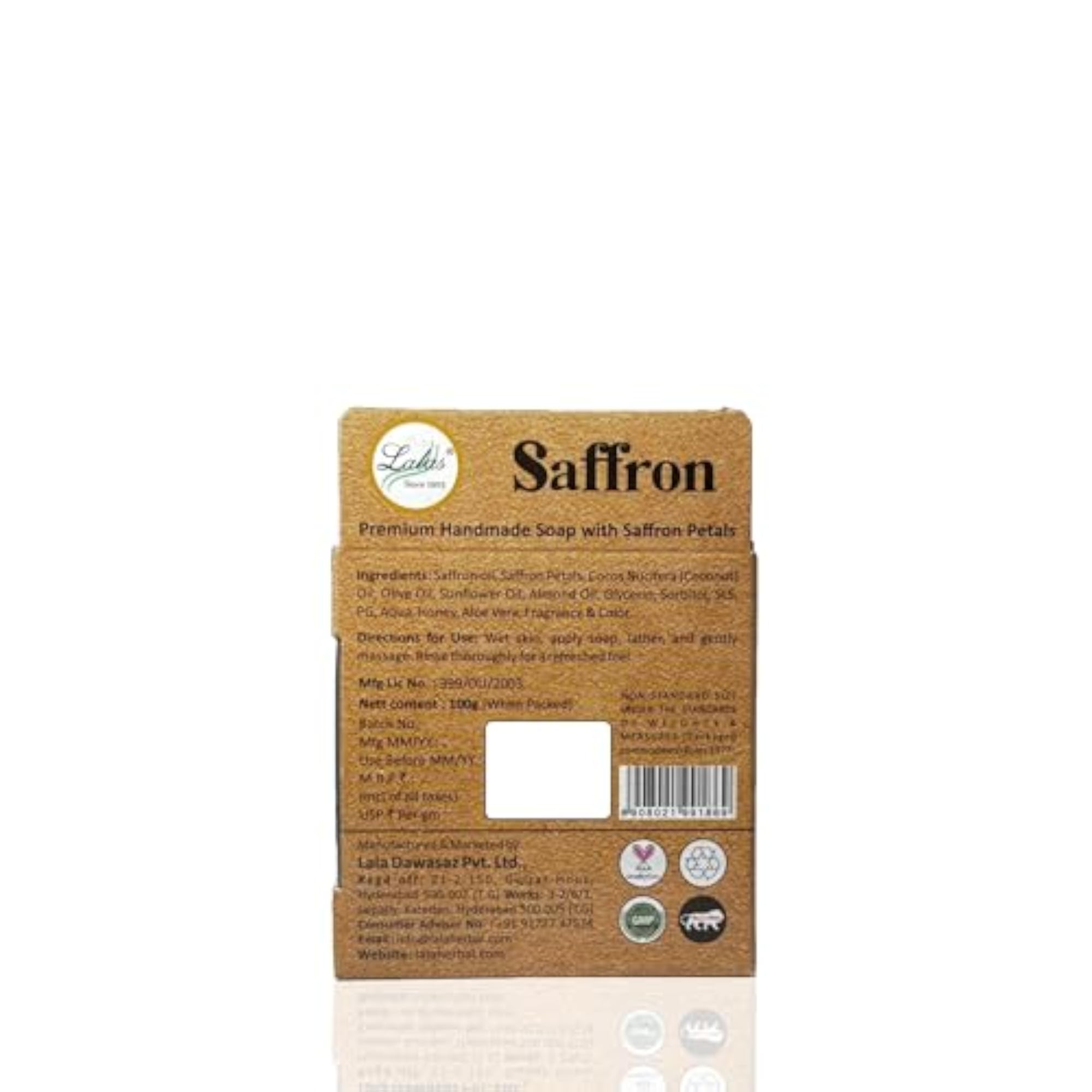 Saffron Handmade Glycerin Soap, Pack of 2