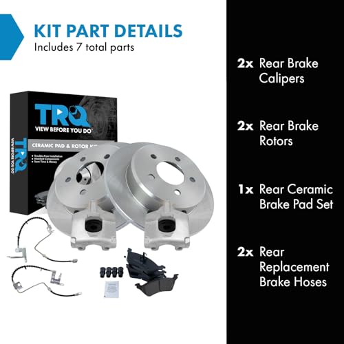 Image of TRQ Rear Brake Pad & Rotor Kit Ceramic Compatible with 2006-2007 Chrysler Town & Country Dodge Grand Caravan