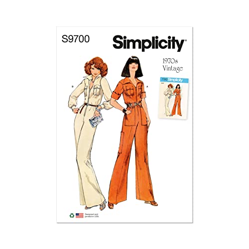 Simplicity Vintage Jumpsuit Sewing Pattern Kit, Design Code S9700, Sizes 8-10-12-14-16
