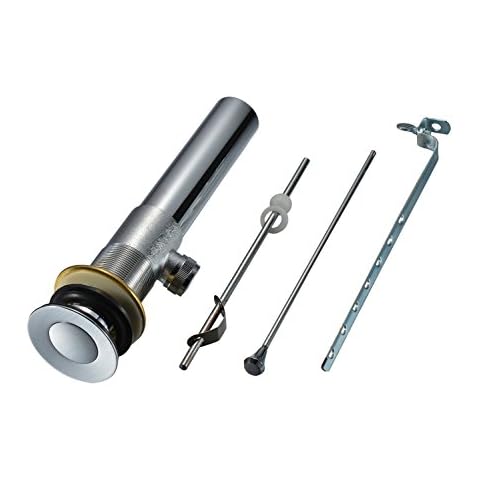 Purelux Bathroom Sink Drain Stopper Assembly with Lift Rod and Overflow, Chrome Finish Cover