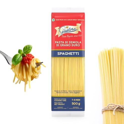 Image of Gustora Spaghetti Pasta Combo, 1 KG I Italian Spaghetti Pasta Combo Set I Made of Durum Wheat Semolina I Vegetarian I Tasty & Healthy I No Trans-fat I Rich in Protein I Cooking Time 10 Min (500gX2)