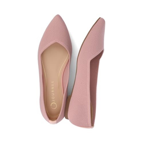 Journee Collection Womens Minnah Knit Ballet Dress Flats Slip On Pointed Toe Cushioned Fashion Ballerina Shoe Pink 8 Medium WOMENS US4