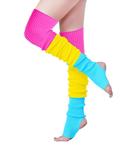 V28 Women Over Knee Cable Knit Ribbed Crochet Long Boot Leg Warmers (H81-mix8)