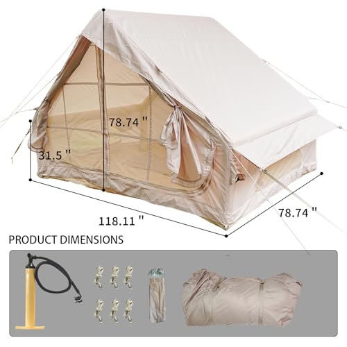 Carpa inflable para camping 4-6 personas beige miniatura 2