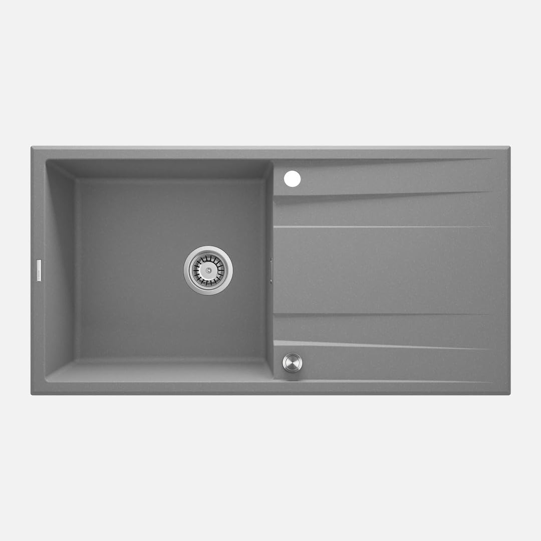 Évier de cuisine en granit gris métallisé Lyra 100 cm, l'excellence du design durable