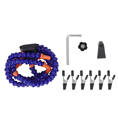 Soldering Helping Hands Station PCB 5 Flexible Arms Rotating 360 Degrees Crocodile Clip Third Hand Arms Tool Lightweight for Crafts Workshop Assembly Repair (Blue)