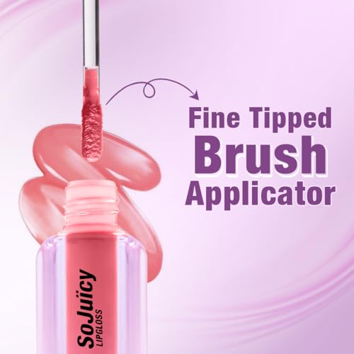 Image of Million Colors So Juicy Lip Gloss Infused With Castor Oil and Vitamin E| Long Lasting and Extra Hydrating| Light Weight and Non-Sticky(Pink Glaze, 05)