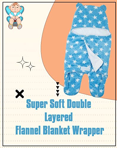 Image of New Born Multi-Purpose Baby Boy's and Baby Girl's Blanket and Sleeping Bag (Blue Star, 0-6 Months)