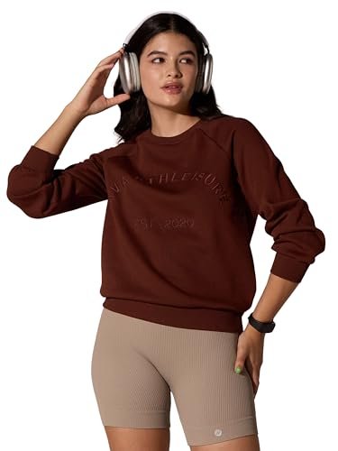 Image of CAVA Essential Sweatshirt for Women | Brushed Fleece, Round Neck, Full Sleeves, Ribbed Cuffs, Embroidery Detail | Cozy Loungewear & Travelwear