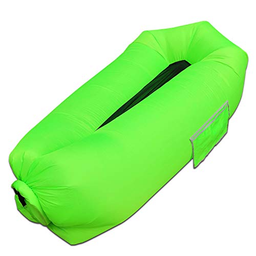 HUOU Tumbona Inflable, 2019, con Bolsa de Almacenamiento, Hamaca con reposacabezas Inflable, para Viajes, Camping, Piscina y Playa