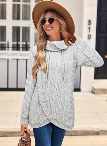 Image of Bulotus Tunic Sweaters for Women 2025 Turtleneck Sweater Pullover Lightweight Warm Tunic Tops for Leggings Loose Fit
