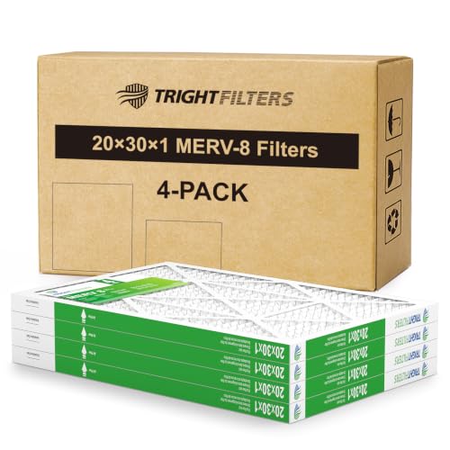 Image of TRIGHTFILTERS 20x30x1 Air Filter 4 Pack, MERV 8 Pleated HVAC Furnace Filter
