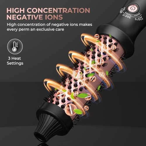 Image of Thermal Brush-Blowout brushs,10 Temperatures LCD Display Upgrade to 400F 1.5 in Heated Round-Brush Curling Iron Heated Ceramic Tourmaline Ionic Comb 110-240V Volum for Any Hair Type