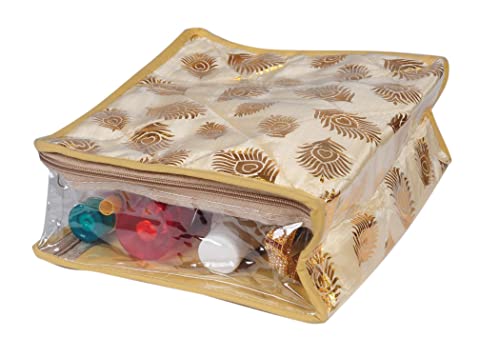 Image of Makeup Pouches Necklace Earrings Cosmetic Vanity Storage Box Jewellery Organizer Toiletry Organizer Pouch for Women Set of 10 Colour- Gold