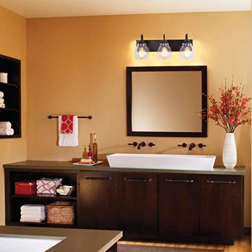 Alice House 20.5" Farmhouse Vanity Lights, Brown Finish Bathroom Lights For Mirror, 3 Light Wall Lighting With Seeded Glasses, Etl Listed, Al9081-W3A #TOP3