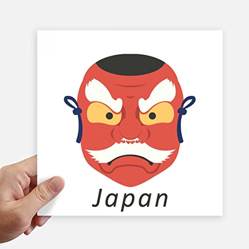 Máscara tradicional japonesa en pegatinas cuadradas de 20cm con trazo nítido 2