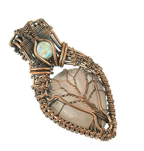 Stunning Copper Tree of Life Pendant Necklace with Handmade Gemstones and 20