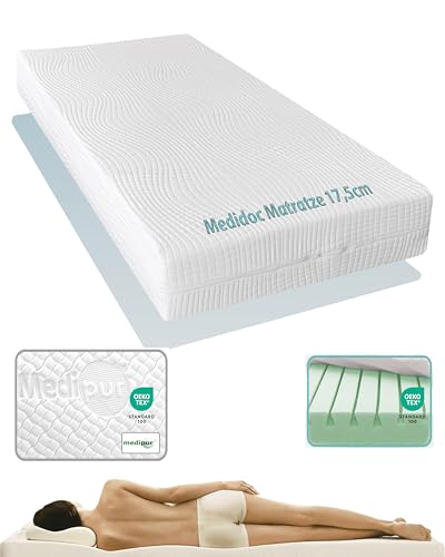 Doctorsleep Medidoc 7 Zonen Kaltschaum Matratze 17,5 cm mit Medipur EC Bezug 150x210 cm Härtegrad 2