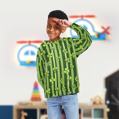 JUNZAN St.Patrick's Green Shamrocks Little Boys Sweatshirt Hoodie Fleece Tops Clothing Shirts Camping 4T4