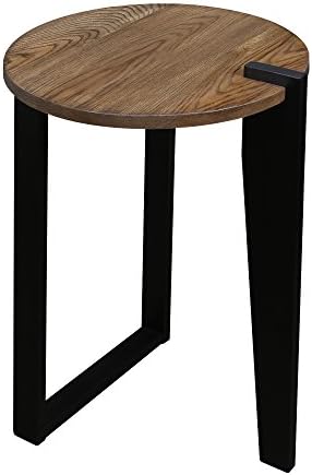 American Trails16" Sundial Round End Table with Solid American Hardwood, Two-tone (Forest Gray,black)