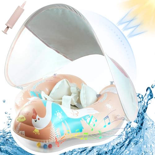 USHOP Baby Schwimmring Mit Sonnendach UV50+ - Aufblasbar Für Pool & Strand (12-36 Monate)
