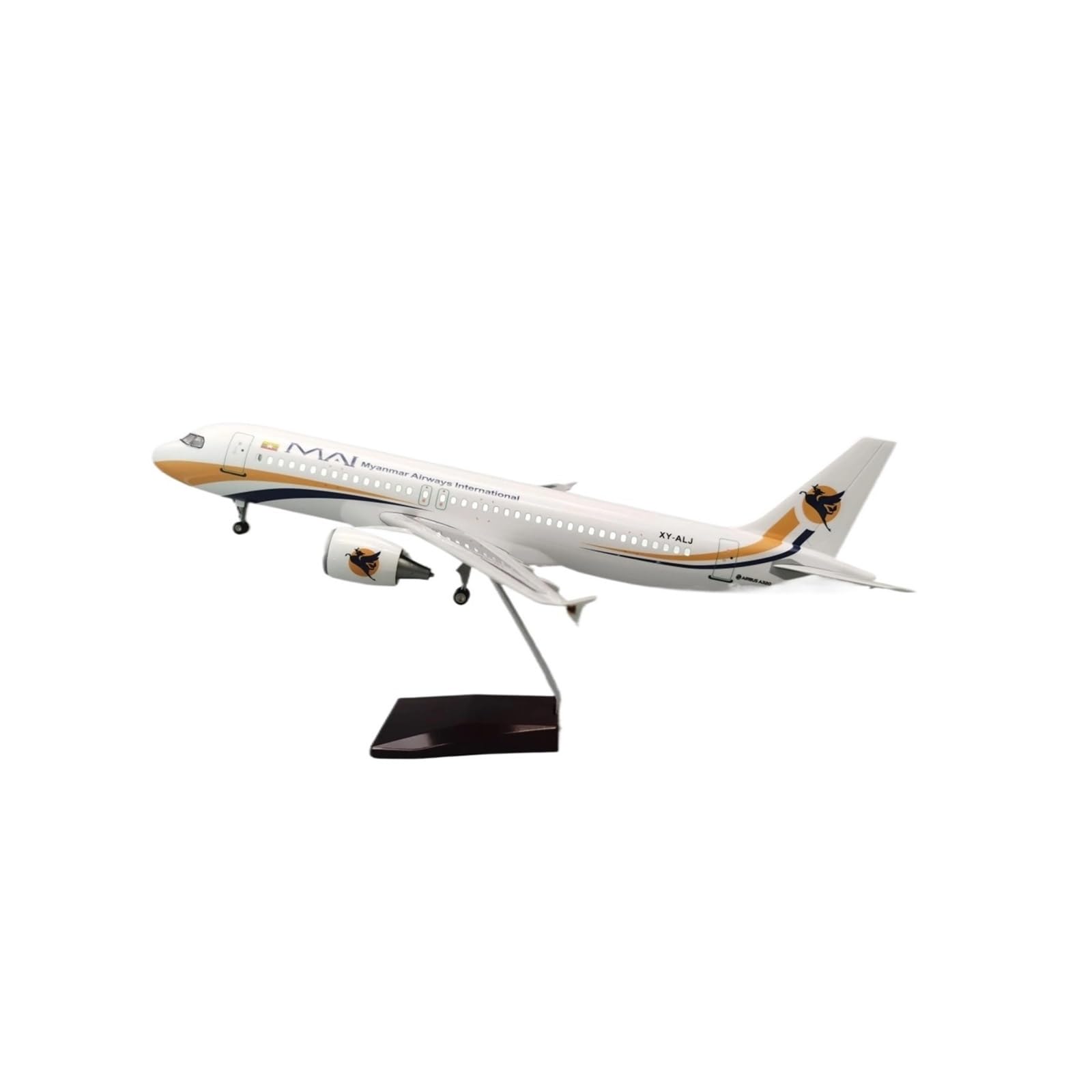 Odlewane zabawki samolotowe w skali 47 cm dla 320 samolotów A320 NEO Birma lekki Model z podwoziem i światłami Modele samolotów z odlewu ciśnieniowego z żywicy do zbierania i wyświetlania (z lampą)