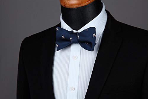 Image of HISDERN Bow Ties for Men Self Tie Animal Bowties Pocket Square Woven Silk Fun Bowtie Handkerchief Set for Wedding Party