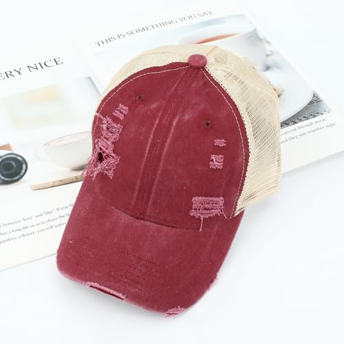 Image of Trucker Hat Distressed Baseball Cap Golf Cap Adjustable Sportswear Hat for Men Women Unisex