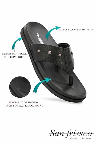Image of San Frissco Men's Sandal with Cushioned Footbed /Ultra Soft Lightweight Durable Chappal with Bounce Back Upper Material /Festive Ethnic Wedding Slip on Slippers for Men
