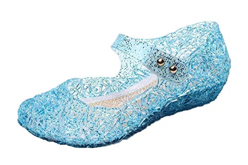 YouKD Zapatos de Cosplay de Princesa para Niña Zapatos de Vestir Sandalias de Cristal Zapatos de Gelatina para Halloween Carnaval Fiesta de Cumpleaños Azul EU23