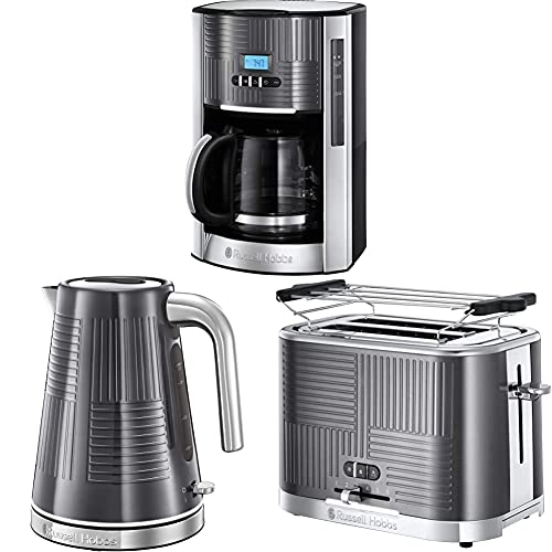 Russell Hobbs GeoSteel Frühstückset Toaster, Wasserkocher und Kaffeemaschine