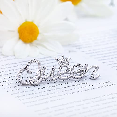 Image of Letter inchQueen inch Brooch Pin Corsage, Sweater Dress Shawl Elegant Jewelry Accessory Decor for Wedding Birthday Party Christmas Gift