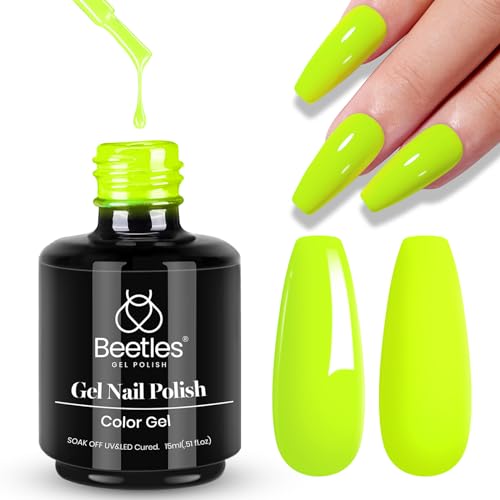 Beetles Neon Yellow Gel Polish - Vibrant Lime 15ML/0.51Fl Oz, Neo...