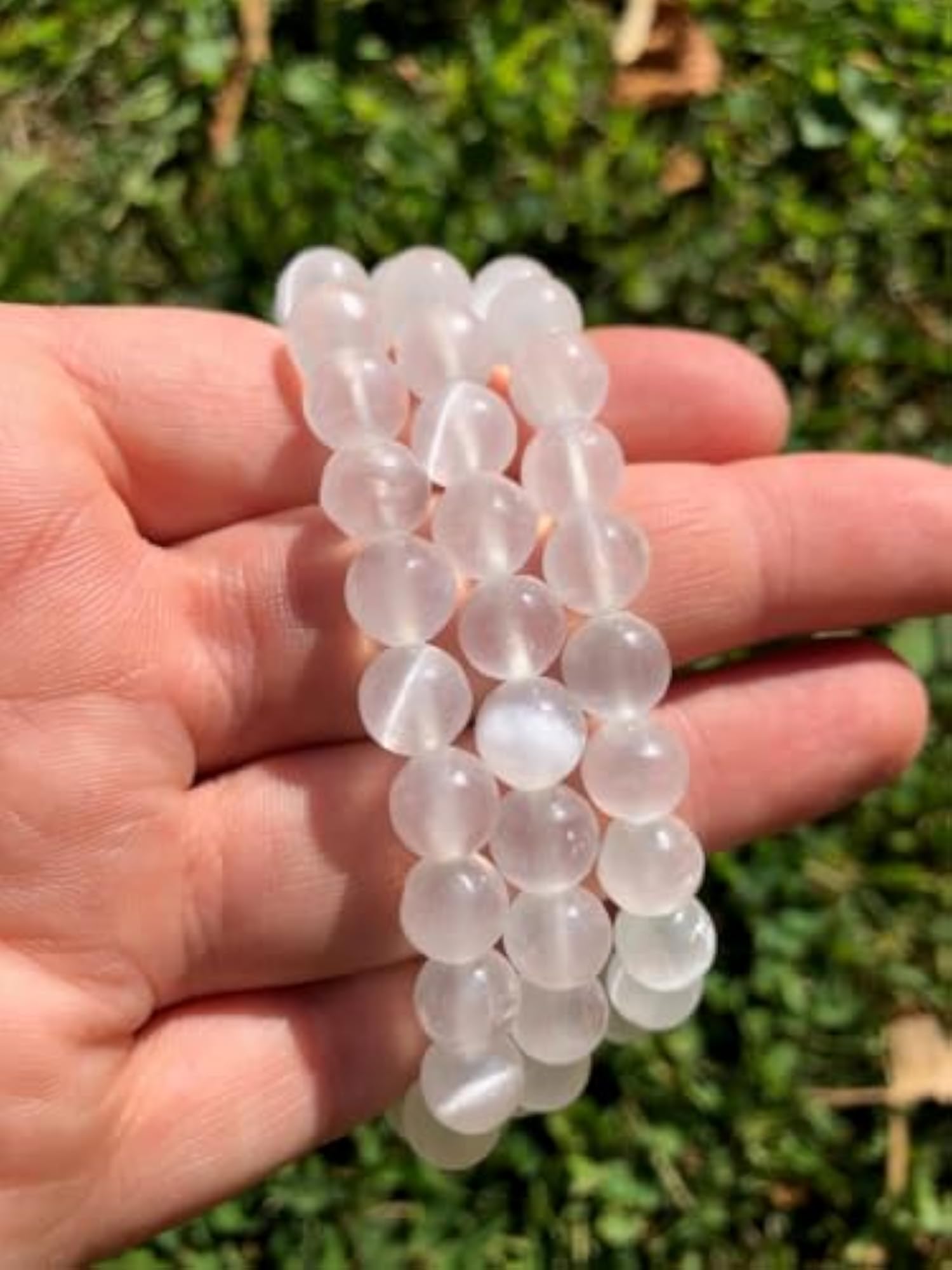 Unisex Natural Selenite 8mm Stretchable Healing Bracelet