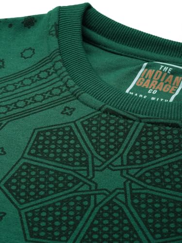 Image of The Indian Garage Co Men Regular Fit Floral Crew Neck Overhead Sweatshirt