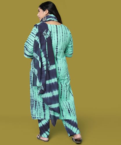 Image of MIRCHI FASHION Pure Cotton Plus Size Straight Kurta Set with Dupatta | 3 Piece Summer Ethnic Kurta Pant Set | Office Wear Salwar Suit for Women