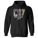 Cup & Branch Collage Ronaldo Tribute - Soccer GOAT Unisex Hooded Sweatshirt (Black, Medium)