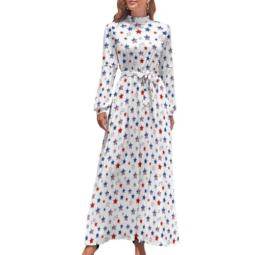 Womens Summer Maxi Dress American Flag 4th of July Dress