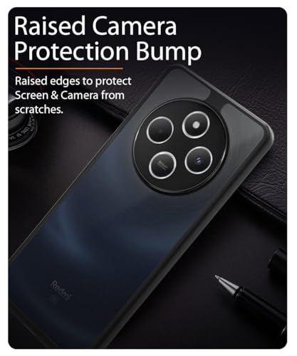 Image of WOW IMAGINE Translucent Hybrid Back Case Cover for Redmi A4 5G | Poco C75 5G | Redmi 14C 5G Smoked Matte Back | Shock Proof 360 Degree Protection | Protective Hard Case - Matte Black