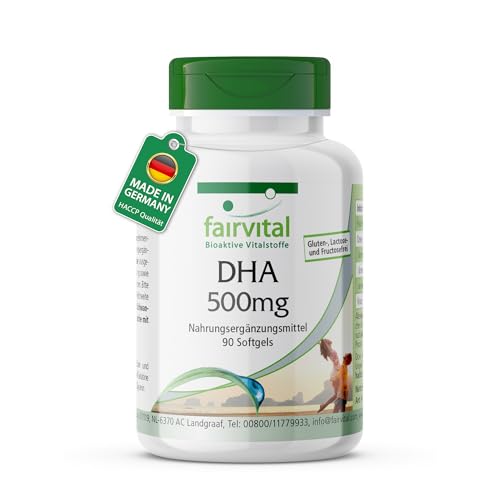 Fairvital | DHA Kapseln 500mg - 90 Softgels - Fischöl - HOCHDOSIERT - Docosahexaensäure und Eicosapentaensäure