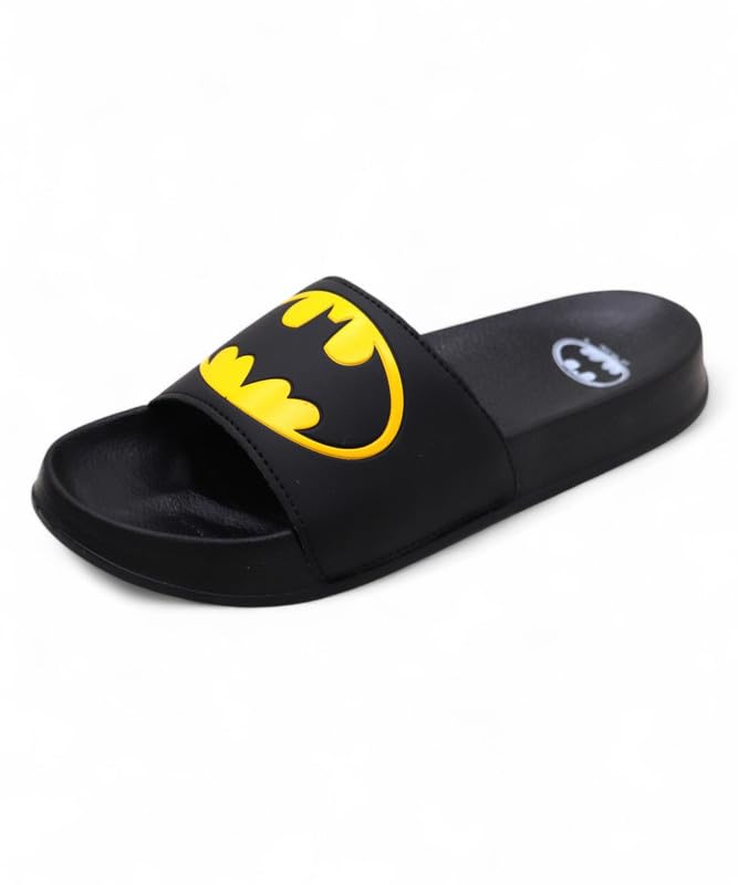 Image of SVAAR x Batman Official Slides for Men | Soft Cushioned Footbed, Anti-Slip Sole - Lightweight Slippers for Men Indoor /Outdoor Dailywear
