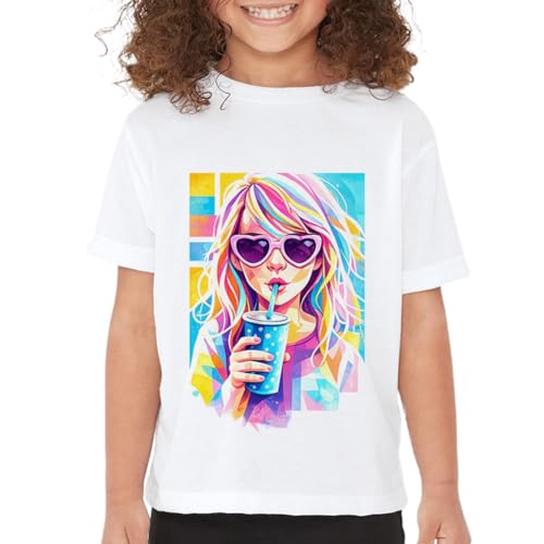 Sawwing Country Music T-Shirt for Girls Kids White Cartoon Singer Graphic Short Sleeve Tee Oversized Crewneck Music Fan Song Tour Concert Outfit 4-14Years