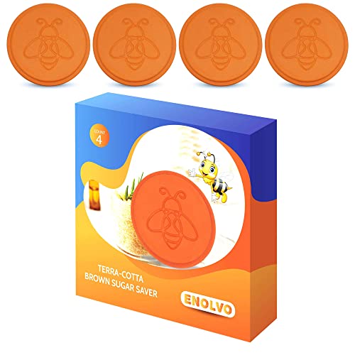 Enolvo Brown Sugar Keeper - Terra Cotta Brown Sugar Saver, Brown Sugar Disc to Maintain Food Moisture, Brown Sugar Softener Stone, Humidifying Hydrostone