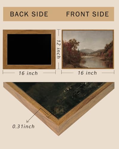 Image of ARPEOTCY Vintage Framed Canvas Wall Art, Fall Natural Scenery Wall Decor for Living Room, 12x16 inch, Vintage Landscape Paintings for Bedroom, Rustic Farmhouse Framed Art Prints, for Office