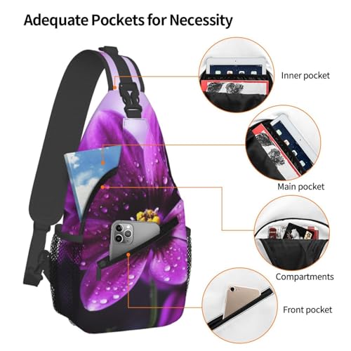 Mochila cruzada diagonal con estampado floral púrpura miniatura 4