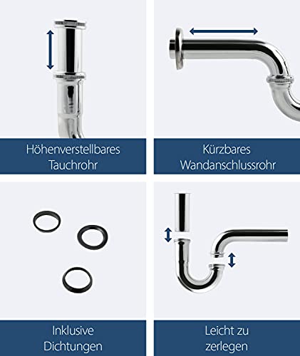 Raumsparsiphon für Waschtisch Sanitop-Wingenroth Chrom