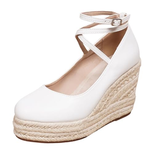 Sandales espadrilles compensées avec bride cheville et semelle plateforme vintage
