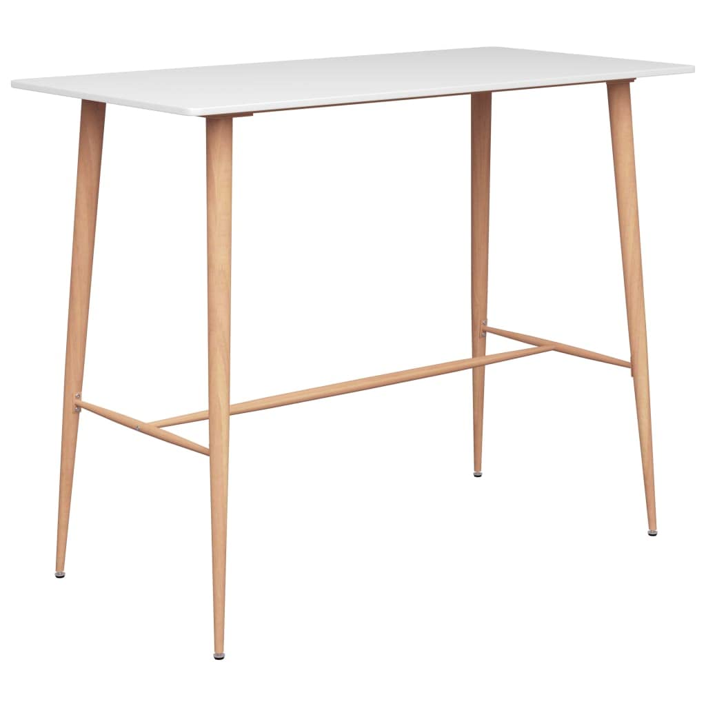 Moderno juego de bar con mesa de MDF y patas de metal en 5 piezas, color blanco y negro