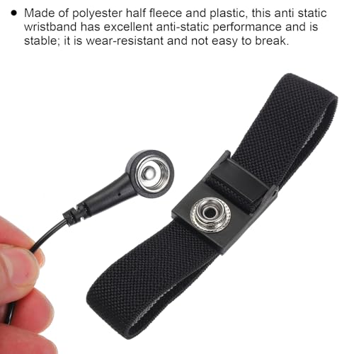 Image of MECCANIXITY 3 Pack ESD Anti Static Wrist Strap Adjustable Antistatic Bracelet Set Wire and Alligator Clip for Computer Electronics Repair 1 Blue 2 Black