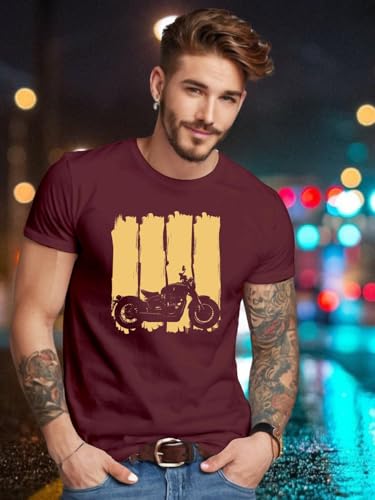 Image of Roads to India T-Shirt for Men - 100% Cotton Ladakh Motorcycle Rider Half Sleeve Round Neck Graphic Print | Regular & Oversized Fit | 180 /220 GSM | S-5XL | Black, Navy Blue, Maroon, Olive, Red, White